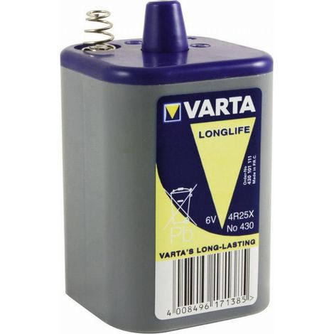 Varta – Pile saline 6V 4R25X – 8,1Ah pour systèmes d'alarme et lampes de chantier – Chlorure de zinc – Dimensions 115x67x67mm