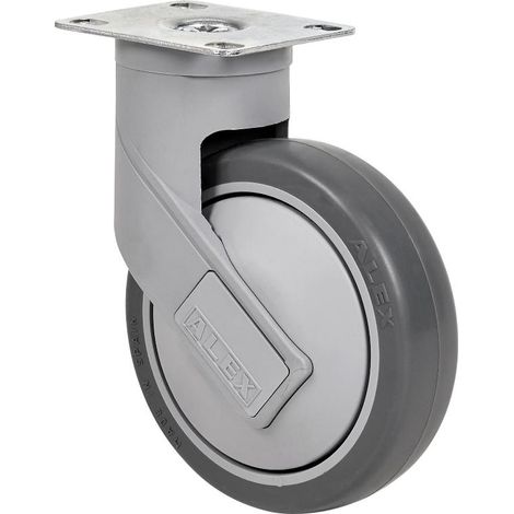RUEDAS ALEX rueda giratora placa 10hc125cp-pgaisb goma gris .eje bolas (1/2)