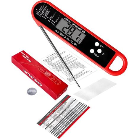 Thermomètre alimentaire étanche, lecture ultra-rapide, équipé d'un écran rétroéclairé et d'une fonction d'étalonnage. (1/5)