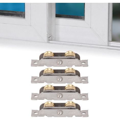 Roulettes pour portes et fenêtres, roulettes pour portes coulissantes en verre, roulettes pour rails de fenêtres coulissantes (77), roulements en acier inoxydable, roues en cuivre, accessoires, roulem (1/5)