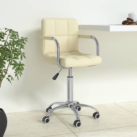 vidaXL Silla de oficina giratoria de tela color crema (1/5)