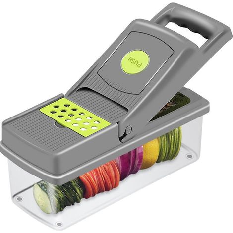 Multifunktionaler Gemüse- und Zwiebelschneider, Gemüsehobel, 8 Klingen, Eiertrenner, Handschützer & Melonenschäler