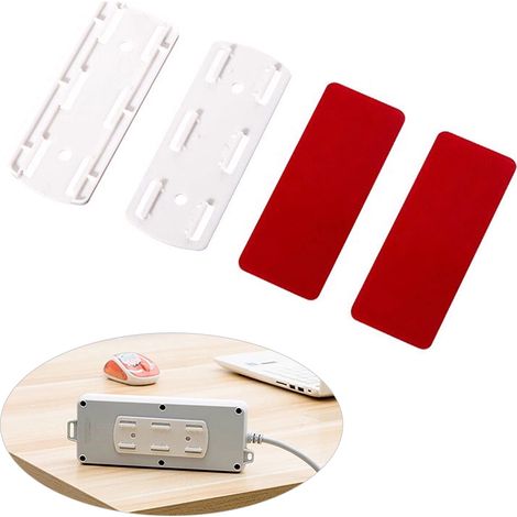 Support de fixation de multiprise auto-adhésif, sans perçage, à fixer au mur ou sur un bureau (1/3)
