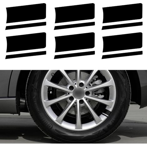 CCYKXA Set of 6 reflective vinyl adhesive strips for car rims - Universal accessories for bumpers and mudguards (black) (1/5)