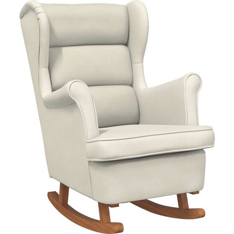 Maison Exclusive - Schaukelstuhl Ohrensessel Creme Samt und Massi