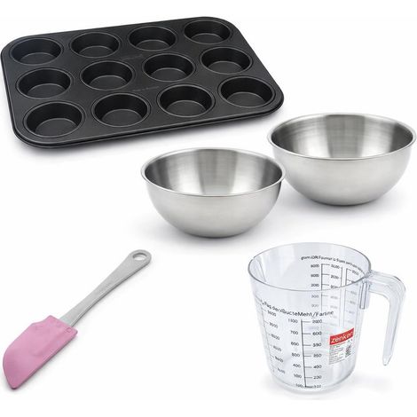 Set de 5 ustensiles de pâtisserie moule à gâteaux bol spatule et verre doseur Black metallic Black mettallic Zenker Black mettallic (1/5)