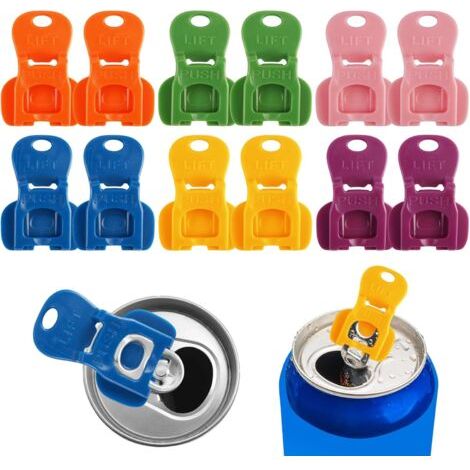 12 pièces Ouvre-boîtes de Bière, Fermeture de Canette de Boisson, Couleurs Ouvre Boîtes à Boissons Réutilisables, Protecteur de canette de bière, Facile à Utiliser, pour Bière, Soda, Boissons (1/5)