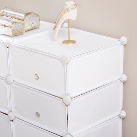 Armoire à chaussures HOMCOM, étagère avec caissons de rangement, meuble en plastique et acier blanc, 75x37x73 cm (1/3)