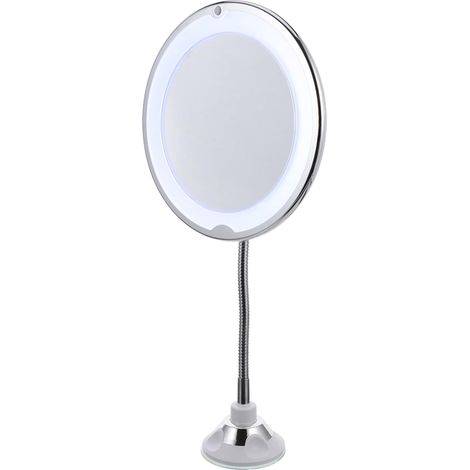 Miroir De Maquillage Rotatif 360° avec Ventouse 10x Éclairé LED pour Salle De Bain Miroir De Portable pour Soins Personnels Présent (1/5)
