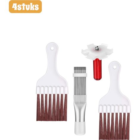 Kit de 4 brosses pour condenseur et maille en acier inoxydable - Kit de nettoyage de condenseur pour climatisation et réfrigération - Outils résistants à la corrosion - Blanc (1/5)