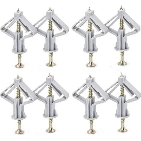 50 ensembles de chevilles en placoplâtre et vis pour fixation murale robuste en plastique avec tube de dilatation avec vis à tête fraisée pour cloison sèche creuse, supports muraux pour TV à espace (1/5)