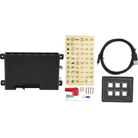 6-poliges Schalterpanel mit Bluetooth-App-Steuerung, IP66 wasserdicht, Hintergrundbeleuchtung, M4-Ringkabelschuh mit Aufkleber für Boote und Wohnmobile (1/5)