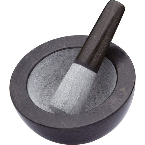 KitchenCraft - Set di mortaio e pestello de Pietra, grande, nero, 20 x 12 cm (1/4)