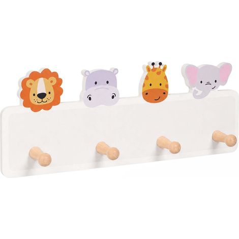 Kindergarderobe mit 4 Haken, 15 x 38 cm, MDF & Kiefernholz (1/5)