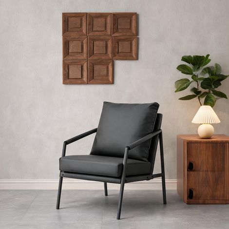 Fauteuil coloris noir en métal PU 67 x 67 x 80 cm (1/5)