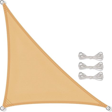 voile D'ombrage 3x3x3 Mtres Beige Sable Triangulaire En Pes Auvent Pour Jardin Terrasse Anti-uv Toile Solaire Rsistant (1/5)