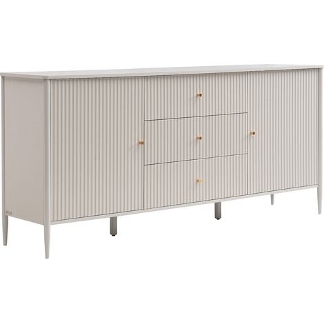 Credenza 2 ante e 3 cassetti in MDF Beige e dorato - CALITARO
