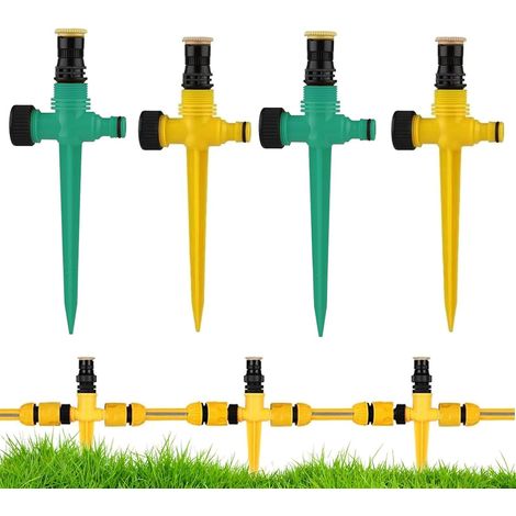Lawn Sprinkler 360° Rotating Garden Hose Sprinkler 1/2 1/4 Lawn Sprinkler Garden Sprinkler for Garden Lawn Plants Vegetables Pastoral Flowers (Yellow-1) (1/5)