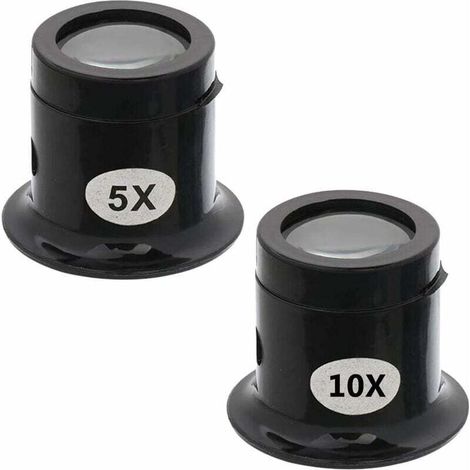 Loupe d'Horlogerie, 5X/10X Loupe Oculaire Bijoutier, Loupe de Montres pour Bijoux, Diamants, Pierres Précieuses (Noir) (1/4)