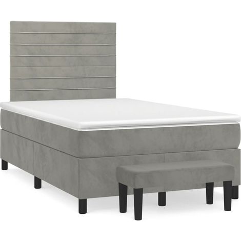 Maison Exclusive - Sommier à lattes de lit et matelas Gris clair 120x200cm Velours (1/5)
