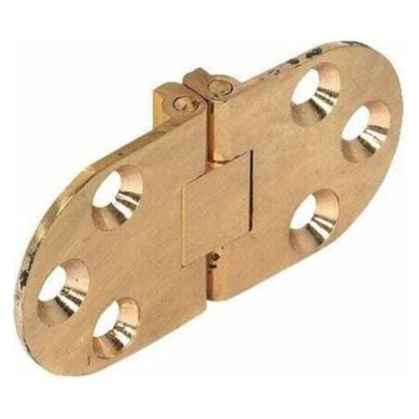 Bisagras para mesa plegable - Para mesas de cocina, máquinas de coser, muebles de oficina, tableros de mesa plegables - Bisagras ocultas planas de acero niquelado - Latón pulido - 30x65mm - 1 unidad (1/5)