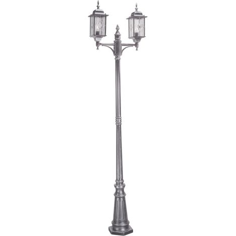 Elstead Wexford - 2 Licht Außenlaternenpfosten Schwarz Silber IP43, E27 (1/5)