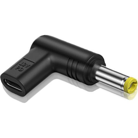 USB-C-auf-DC-Adapter – 90°-Winkelstecker (12 V), USB-Typ-C-Buchse (5,5 x 2,5 mm, 5,2 x 2,1 mm, 4,8 x 1,7 mm, 4,0 x 1,7 mm, 3,5 x 1,35 mm, 3,0 x 1,1 mm) (1/5)
