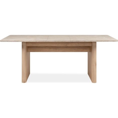 Table à manger extensible rectangulaire effet Chêne et Travertin 6 à 8 pers. 160/200 cm - Luis