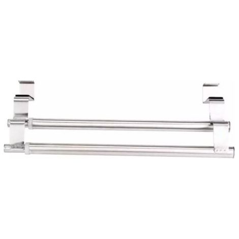 Double, Porte Serviette en Acier Inoxydable pour Portes et Placards, Porte-Torchons Double avec Installation Facile, Sans Perçage- Largeur Extensible (1/5)