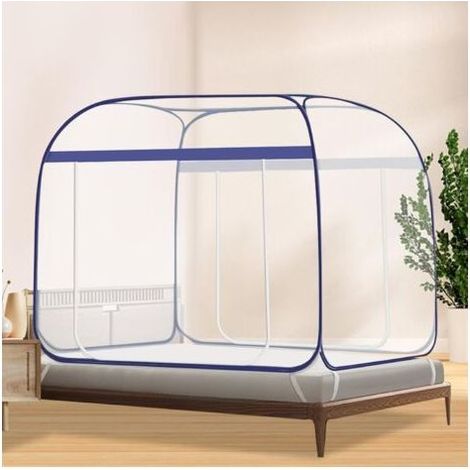 Moustiquaire portable pour lit de terrasse, taille King (200 x 183 cm, bleu) (1/5)