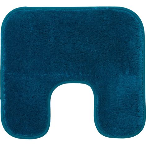 Tapis de Bain Antidérapant avec découpe, RIO, 100% microfibres, Idéal comme tapis de WC pour toilettes au sol, 50 x 45 cm - Pétrole (1/5)