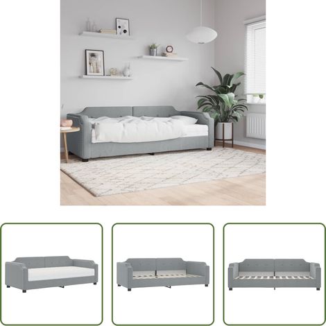 Schlafsofa - Tagesbett mit Matratze Hellgrau 100x200 cm Stoff (1/5)