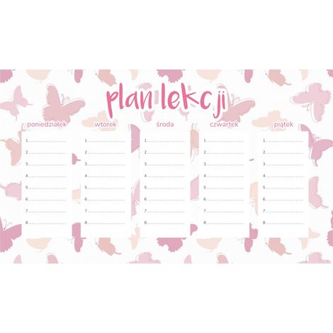 Piano di lezione magnetico Farfalle rosa delicate 30x17,5 cm