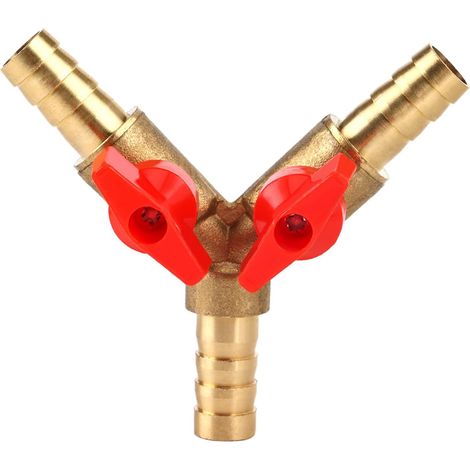 Raccord en T à trois voies pour tuyau d'arrosage, vanne à bille en laiton à trois voies de 10 mm pour eau, huile et gaz (irrigation de jardin).