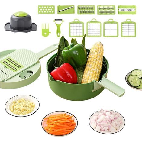 16-in-1 Gemüseschneider, Küchenreibe und -hobel – Kohlschneider für Gemüse, Zwiebeln, Tomaten, Salat, Kartoffeln, Käse, Kohl, Haushalt, Küche, Restaurant, Wohnung (1/5)