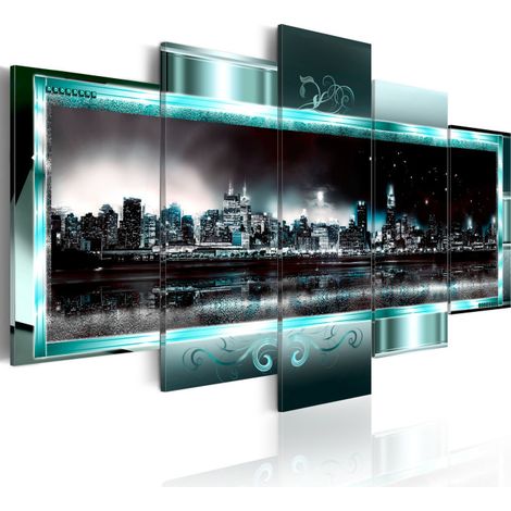 Tableau "New York Turquoise : la Nuit étoilée" 50 x 100 cm (1/2)