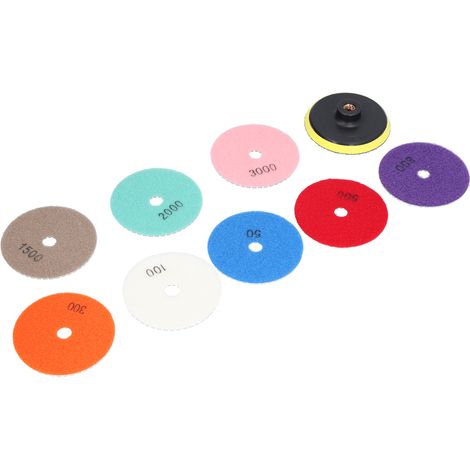 Kit 8 disques diamantés de polissage 4 pouces + 1 plateau auto-agrippant pour béton, ensemble de meulage et lustrage (1/5)
