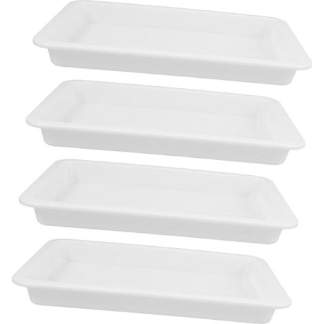Plateaux de Laboratoire en Plastique Blanc Conception Étanche et Résistance aux Acides et Alcalis, Lot de 4 pour Stockage et Manipulation en Laboratoire (1/5)