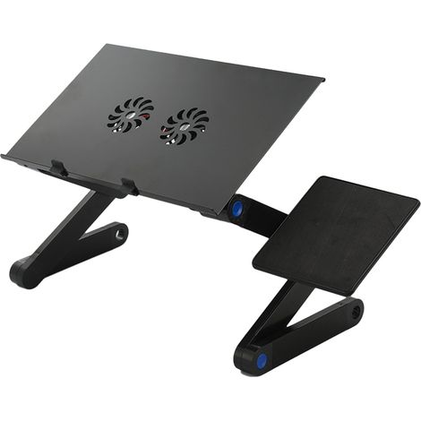 Soporte ajustable para portátil con ventiladores de refrigeración, cojín extraíble, soporte portátil y plegable para cama, sofá u oficina en casa. (1/5)