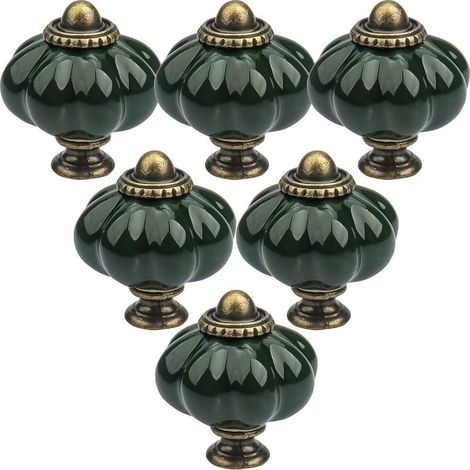 Set mit 12 Keramik-Türknöpfen, Keramik-Türknöpfe im Vintage-Stil mit Kürbismotiv, Schrankgriffe mit Befestigungsschrauben, antike Schrankgriffe für (1/4)