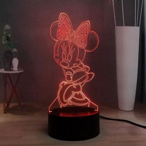 Lampe LED 3D Mickey Minnie Mouse, veilleuse USB avec télécommande, 16 couleurs, décoration chambre ado enfant, cadeau Noël. (1/5)