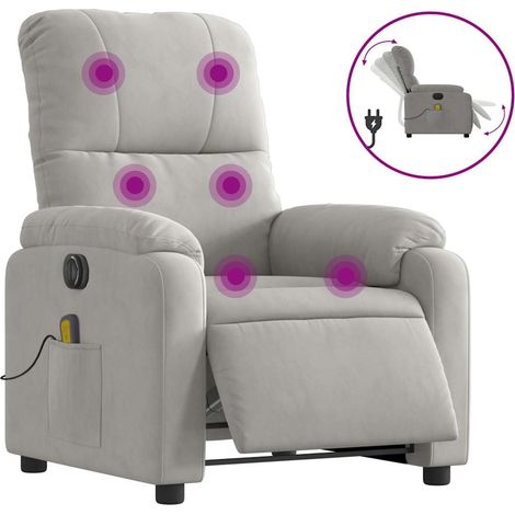 Maison Exclusive - Poltrona Reclinante Massaggi Elettrica Grigio Chiaro Microfibra