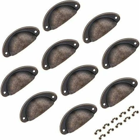 EASYCOMFORT 10pcs boutons de tiroir en cuivre poignées demi-lune poignées de tasse antiques pour boutons de meubles d'armoire avec vis 82x35mm (couleur 1)-Fei Yu (1/5)