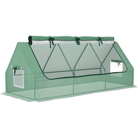 Foliengewächshaus Mini Gewächshaus Mit Mesh Fenster, Uv-Beständige Frühbeet Für Garten Zur Aufzucht, Pe Folie, Grün, 240 X 90 X 90 Cm