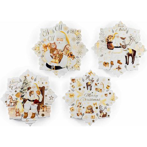 Sottopentola di Natale in ceramica lucida con dettagli oro, in scatola, set da 4 pezzi, cm 20 x 20 H