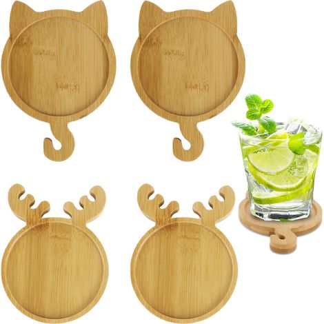 Lot de 4 sous-verres en bambou, sous-verres en bois suspendus, ensemble de création de bol vide en mosaïque, accessoires de poterie pour tasse, sous-verres pour boissons et bougies