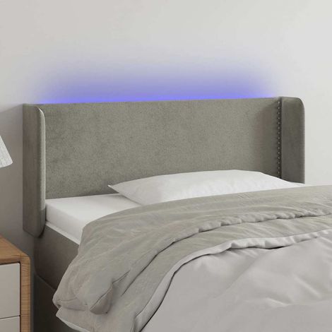 vidaXL Cabecero con LED de terciopelo gris claro 93x16x78/88 cm (1/5)