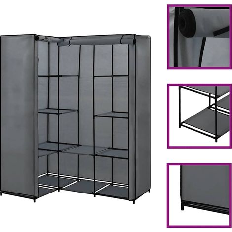 Garde-robe d'angle Meuble de Rangement - Style Contemporain Gris 130 x 87 x 169 cm BV960242 - BonneVie (1/5)