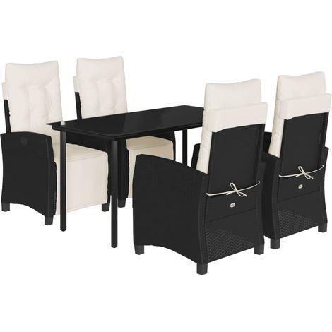 Maison Exclusive - 5-tlg. Garten-Essgruppe mit Kissen Schwarz Pol