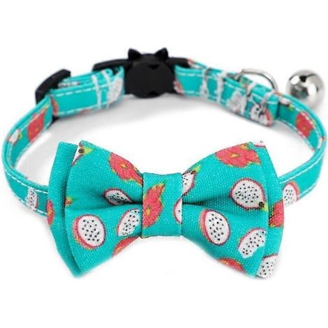 Collier chien imprimé élégant avec cloche, boucle métallique, confortable et sûr - Pitaya (1/4)